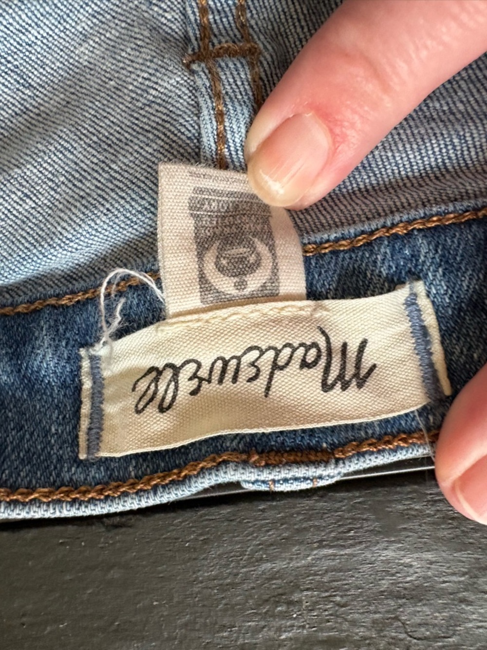 Madewell Light Blue Flared Jeans with Lettuce Hem - Picture 2 of 9
